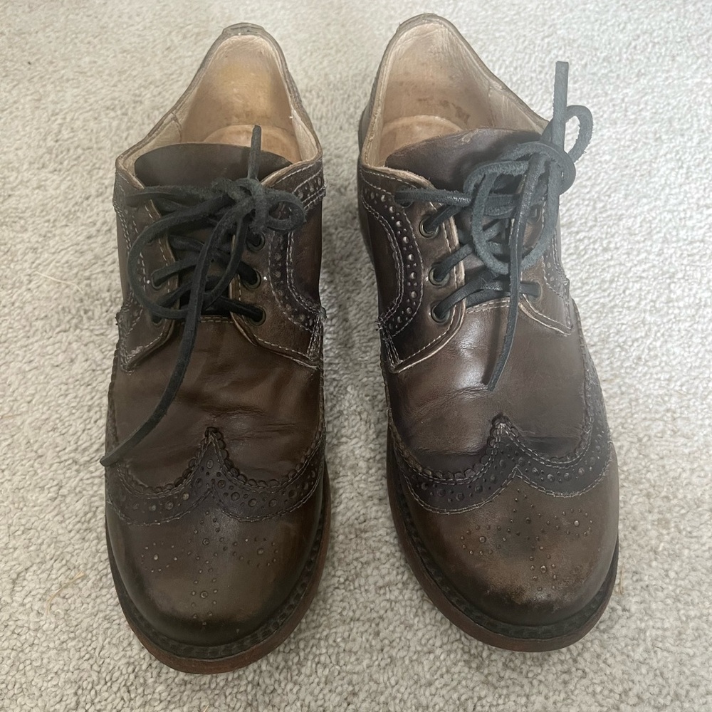 Freebird Classic Wingtip Distressed Brown Leather Shoes, Men’s Size 9 Shoes
